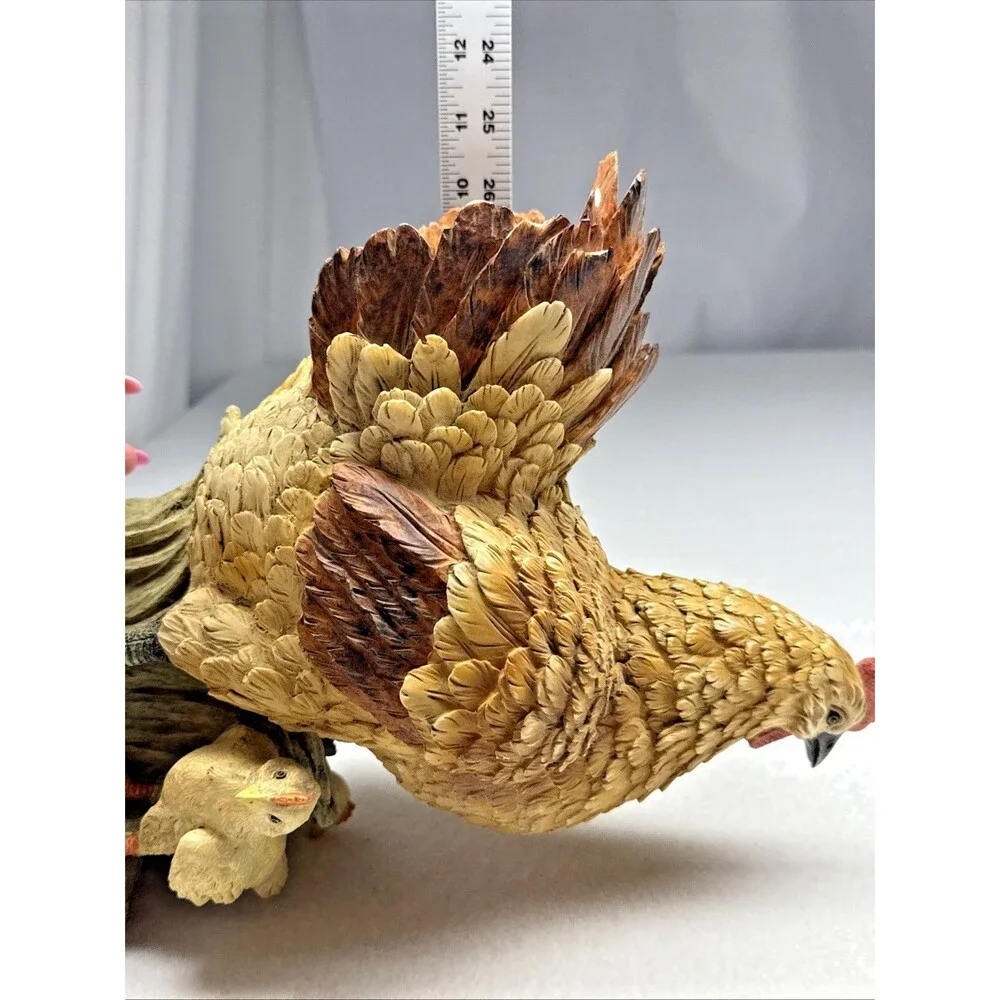 Hen with Chicks Figurine Farmhouse Chicken Statue Country Kitchen Decor